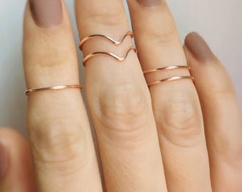 Rose Gold Midi rings, 5 Knuckle rings, Chevron Rings, Stacking rings, Rose gold ring, Midi rings, Knuckle ring set, Stackable rings, Gold