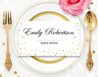 gold pink place card printable wedding instant download diy