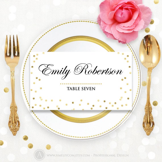 glam gold place card wedding instant download diy editable