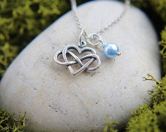 Bridesmaid Necklace, Bridesmaid Gift, Wedding Gift, Infinity Necklace, Sterling Silver Infinity Necklace, Infinity Love, Heart Necklace