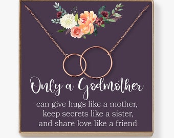 Godmother Necklace: Godmother Gift, Godmother, Godmother Proposal, Fairy Godmother, Be My Godmother, 2 Interlocking Circles