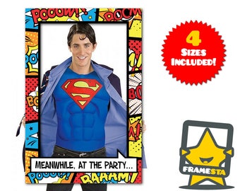 PIY Superhero Party Decorations Photo Booth Frame (Print It Yourself) Super Hero Party