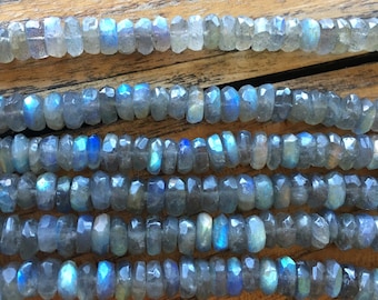 Labradorite Rondelles, Genuine Labradorite Beads, 6.8mm, 25PC