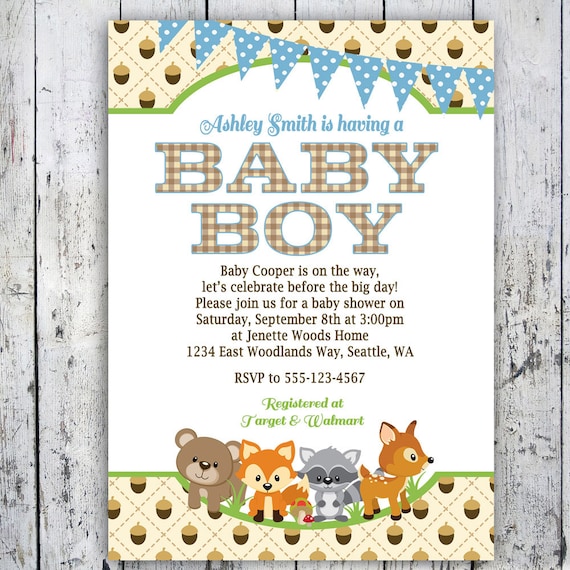 Woodland Baby Shower Invitations Boy Woodlands Invite