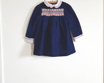 Vintage Navy Velveteen Dress