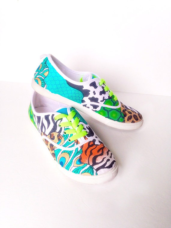 Custom animal print jungle canvas shoes toddler/kids/adult