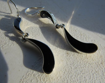 Sterling Silver and Onyx Dangle Earrings