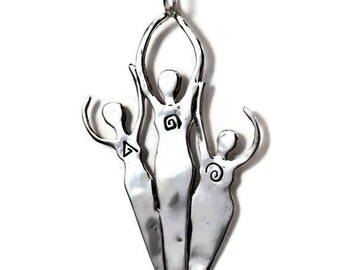Triple Goddess Jewelry, Silver Goddess Jewelry, Sterling Goddess Jewelry Pendant, Robin Wade Jewelry, Goddess Celebration of Friendship,2268