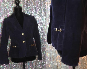 Talbots Petites Cotton Navy Blue Blazer w/ Gold Buttons (8 Petite) *Excellent Condition