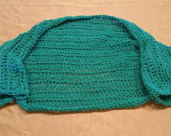 Green/Emerald cotton crochet shrug
