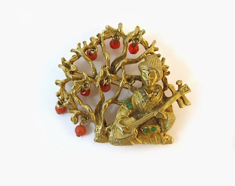 Signed Art Oriental Brooch