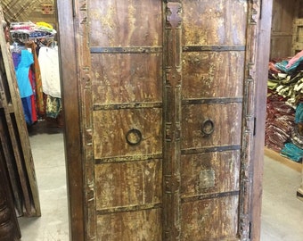 Antique Almirah Old Doors Rustic Furniture Iron Storage Cabinet Vintage Shabby Chic Decor FARMHOUSE SHABBY CHIC