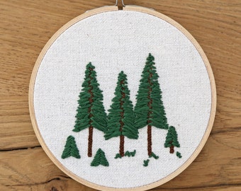 Tree Embroidery Hoop Art, Hand-Stitched Hoop Art, Nature Wall Decor