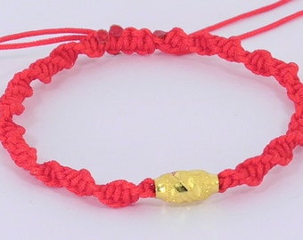 Pure Gold Good Luck Red String Bracelet