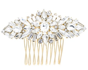 Wedding hair comb, gold hair comb, rhinestone hair comb, bridal hair comb, hair comb.