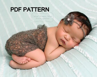 Crochet Pattern - Newborn baby Mohair strapless Romper - PDF