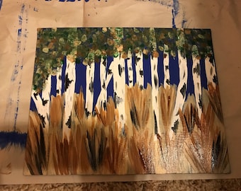 Birch Acrylic Painting 8x10in