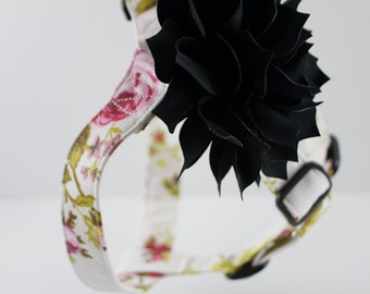 Perfect Peonies Floral Harness, Flower Dog Harness, Girly Harness, White Floral Harness, Custom Step In Dog Harness, Dog Harness, flower