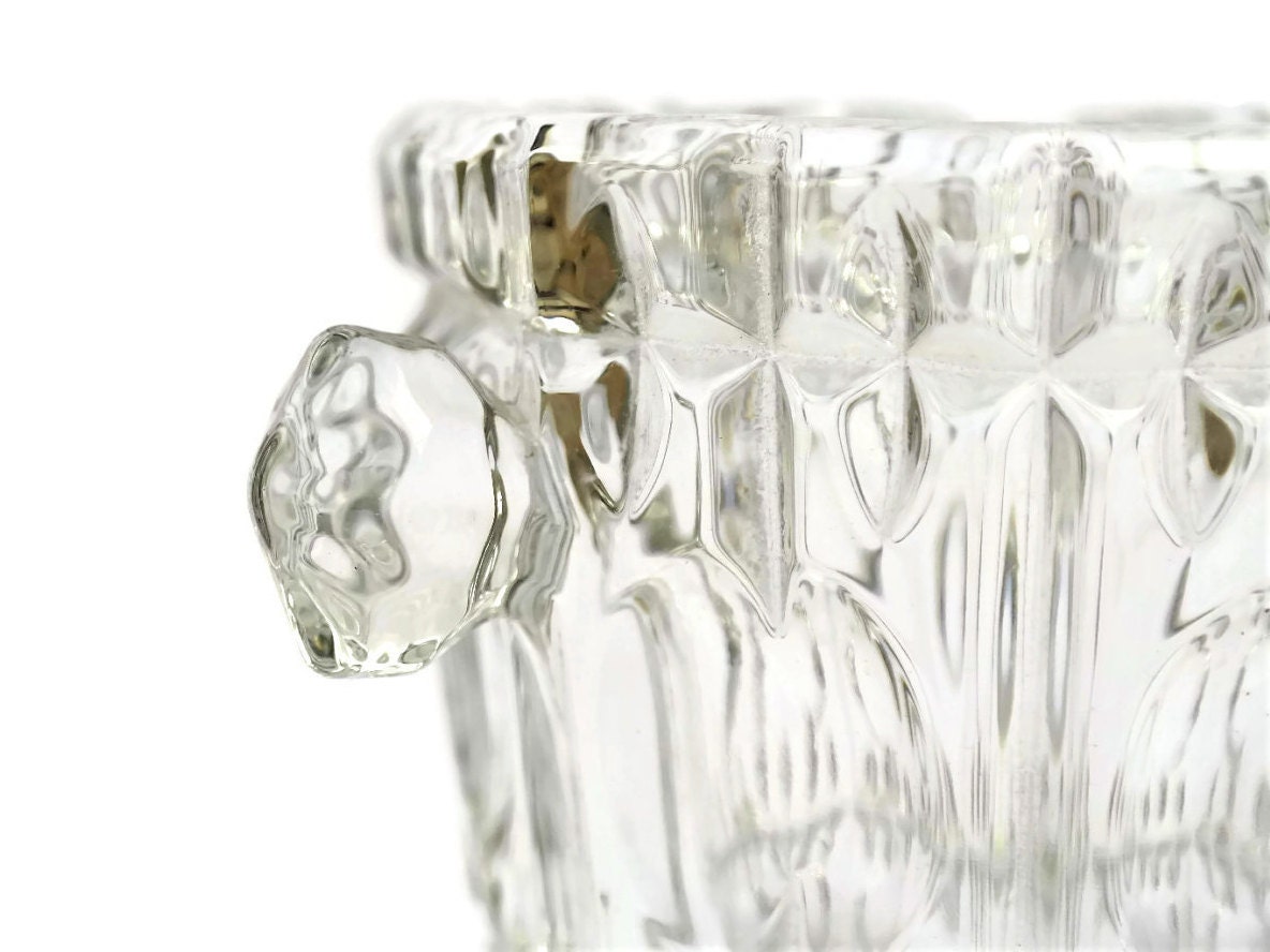 Vintage Glass Ice Bucket. Retro Barware.
