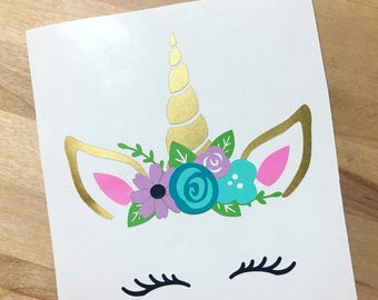 Floral Unicorn Vinyl Decal | Unicorn Decal | Car Decal | Yeti Decal | Magical Decal | Unicorn | Tumbler Decals | Unicorn Gifts |