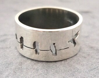 Birds on a Wire Sterling Silver Ring