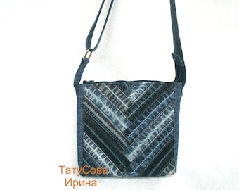 Denim bag, Handmade bag, Recycled Jeans, Patchwork bag, Jeans bag, Bag, Denim blue bag, Small Crossbody Bag