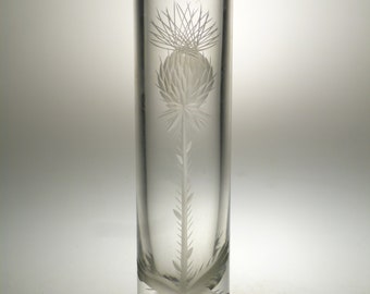 Czech art glass engraved vase, Svarc, Podebrady