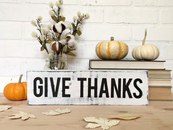 Items similar to Give Thanks farmhouse fall sign, fixer upper fall ...