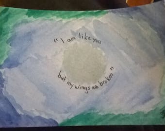 A7 Dark Sarah lyrics For the Birds watercolour painting