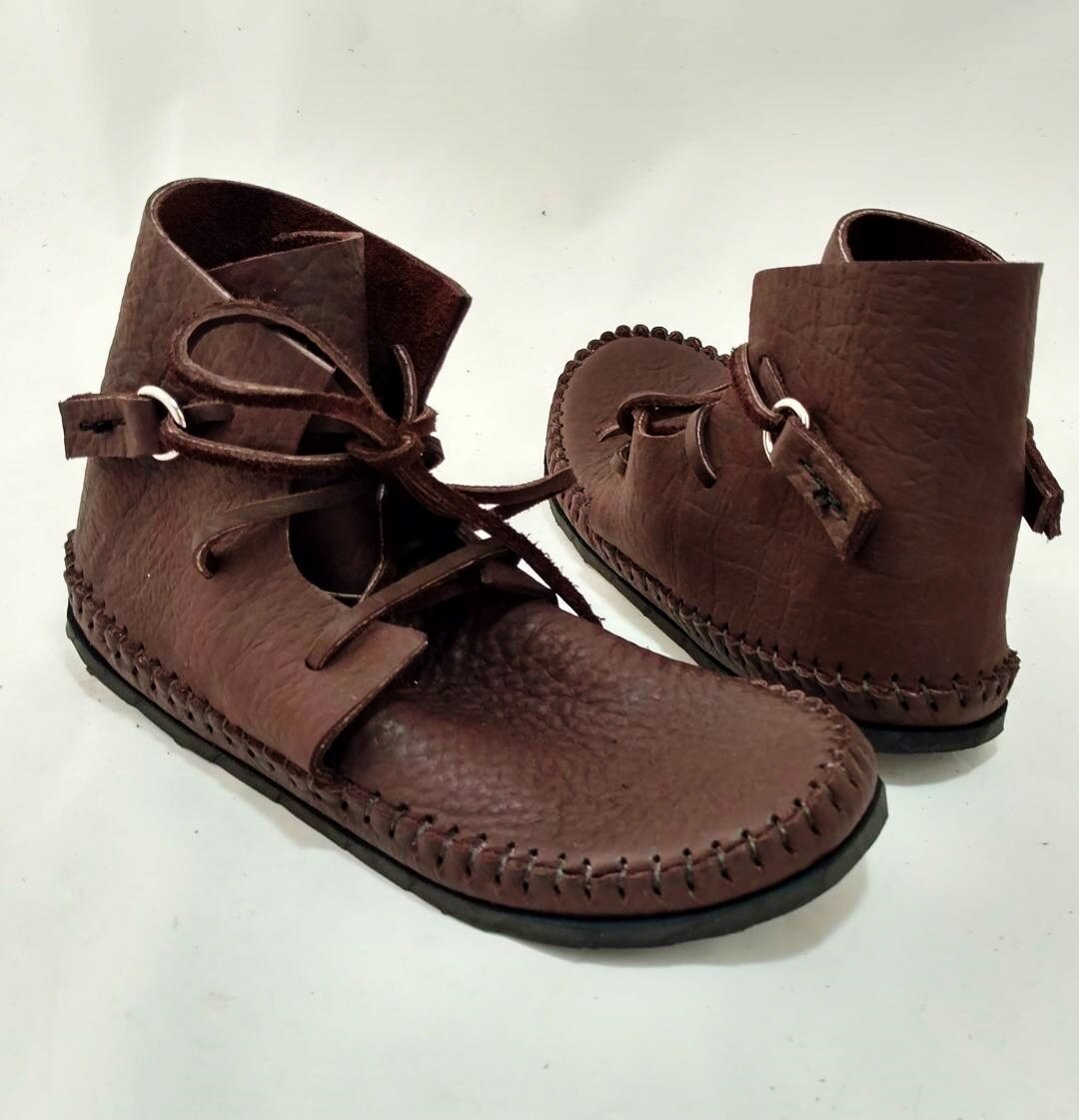 Chukka Boot Moccasin Chocolate Brown Hand Stitched Thick