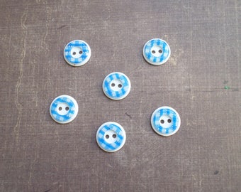 30 buttons checked gingham blue white 1,2 cm
