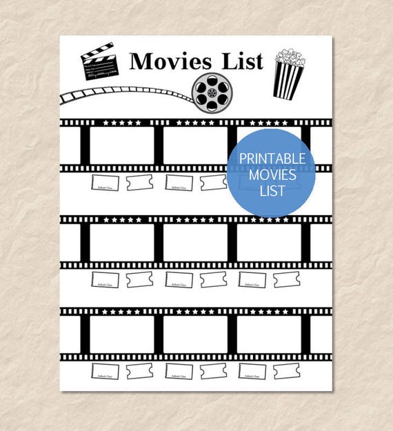 Printable Movies List Printable Watch List Printable Film