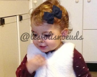 Kids hair clip or headband for baby Navy blue bow