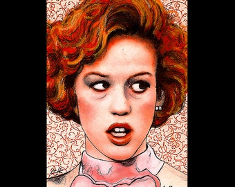 Print 11x17" - Pretty in Pink - Andie Walsh Molly Ringwald John Hughes 80s Duckie Dale The Breakfast Club 16 Candles Red Vintage Pop Art