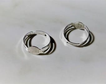10pc Ring Blanks, Silver Plated Ring Base, Blanks for Rings, Adjustable Ring, Ring Blank with Side Hole, Jewelry Supplies, Silver Ring Blank
