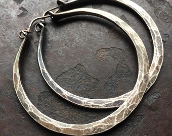 Sterling Silver Hoop Earrings / Silver Hoops / Rustic Jewelry / Sterling Hoops / Rustic Jewelry / DanielleRoseBean Large Hoops Hoop Earrings