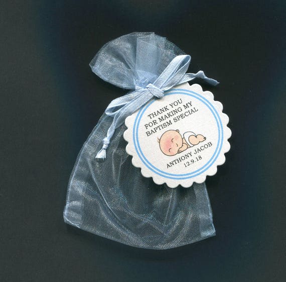 Personalized Baptism Favor Bags with Tags Christening