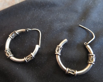 Balinese Sterling Silver Hoop Earrings