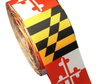 3 Yards of 2 1/4" or NEW 3" Maryland Flag Grosgrain Ribbon