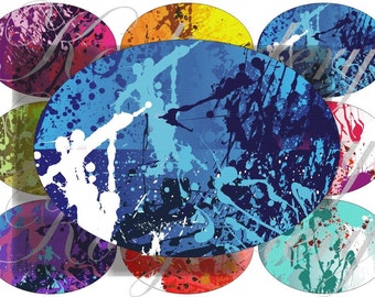 Abstract images large oval for belt buckle and more digital collage sheet No.619