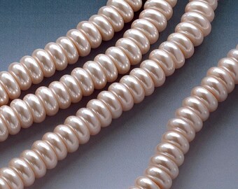 Glass Pearls Pink 8x4mm Rondelle Beads Half Strand