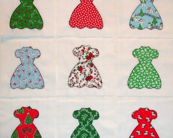 Christmas Party Dresses Appliqued Quilt Blocks