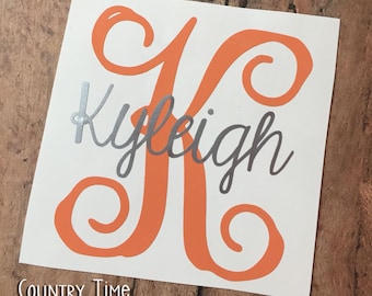 Name Decal | Initial Monogram Decal | Personalized Decal | Yeti Decal | RTIC Decal | Monogram Decal | Car Decal | Vinyl Decal | Initial