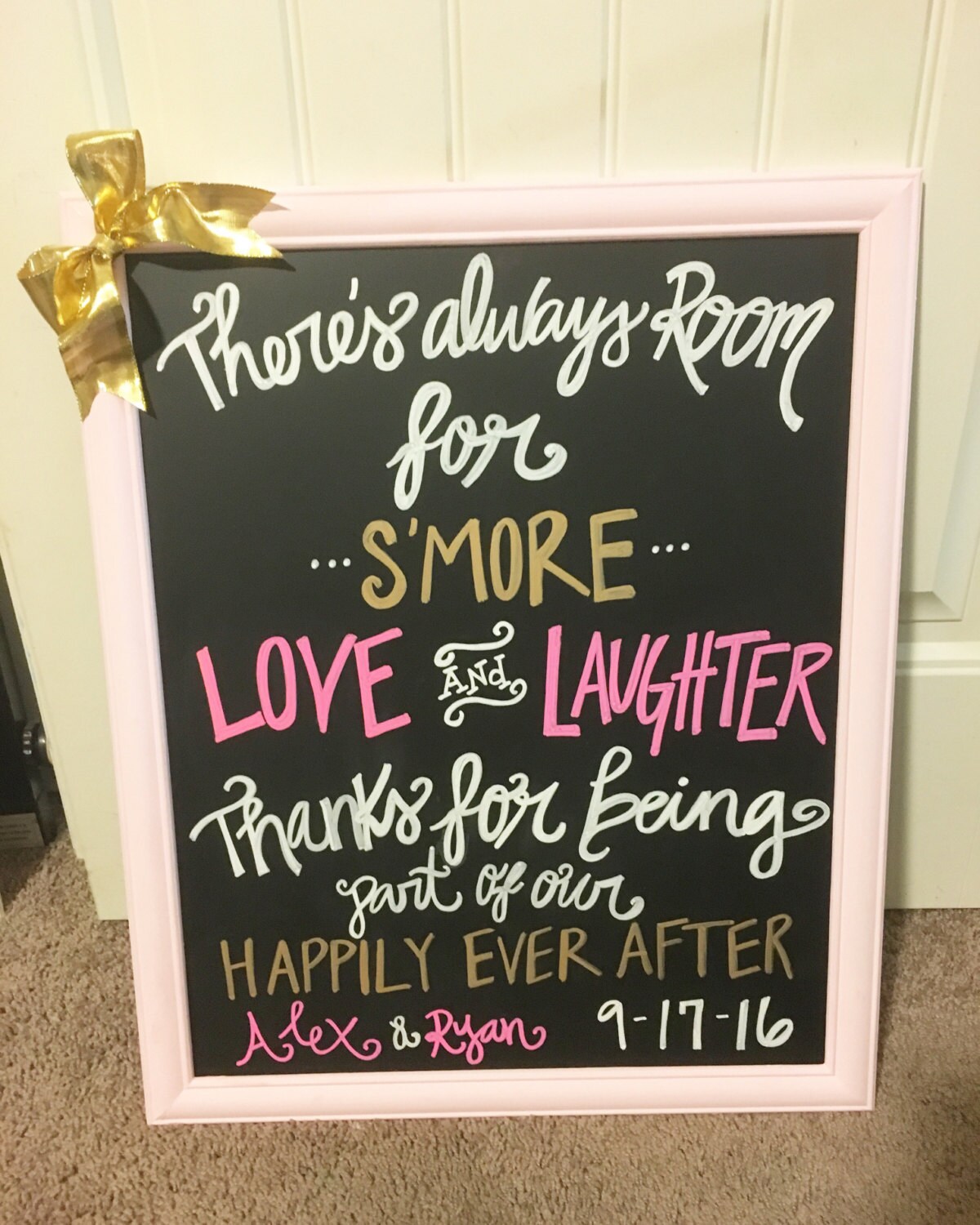 Chalkboard wedding smore favors happily ever after