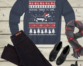 Dachshund Christmas Sweatshirt, Dachshund Sweater, Xmas sweater, Christmas Sweater, Dachshund Gift, Funny Christmas, Unisex, Holiday gift