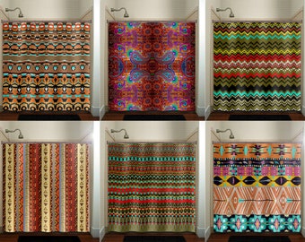 bohemian gypsy hippie boho shower curtain fabric, extra long window panel, kids bathroom decor, custom valance bathmat