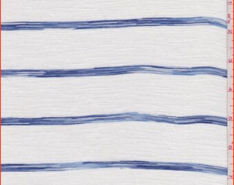 White/Denim Blue Stripe T Shirt Knit, Fabric By The Yard