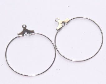 support earrings 25mm diameter silver metal hoop earrings sold by 2