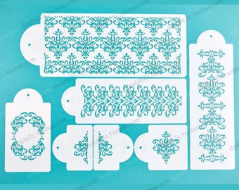 Reusable Flexible Plastic Stencil for Cake Design Decorating,7pcs Wedding Cake stencil,moldes para fondant,5 tiers