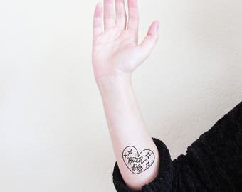 Bitch Plz Temporary Tattoo, Heart Tattoo, Bitch Plz Fake Tattoo, Gifts Under 5, Gifts for Her, Novelty Gift, Heart Tattoo